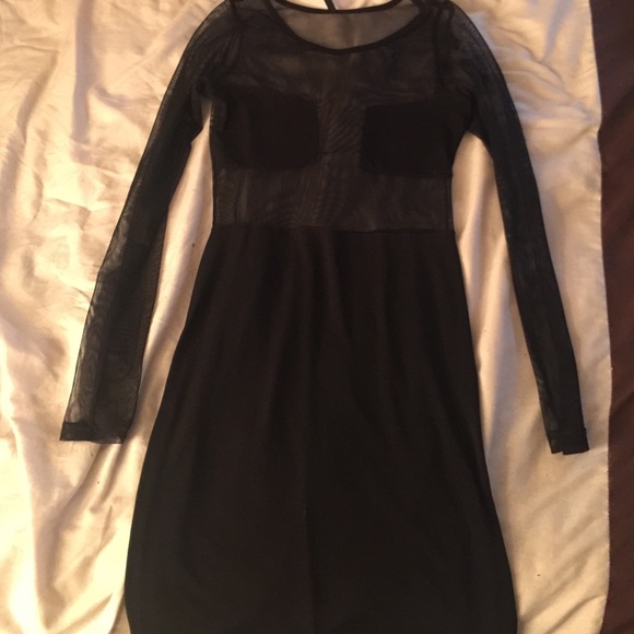 Black, sheer long sleeve party dress