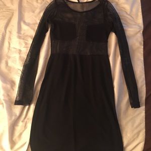 Black, sheer long sleeve party dress