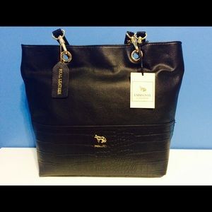 Black Emma Fox Leather Tote Bag Purse Snakeskin