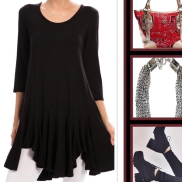 FLARED FESTIVAL TUNIC MINI DRESS BLACK - SMALL - Picture 2 of 3