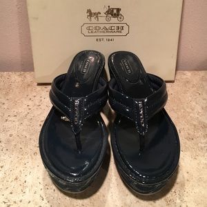 COACH Platform Sandals in Navy