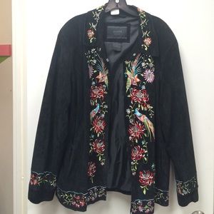 Embroidered Leater Coat
