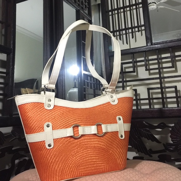 purse orange and cream brand new 13 x 7