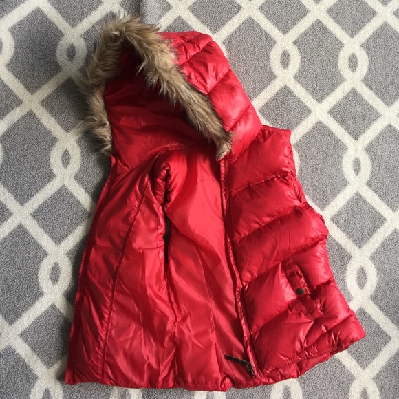 Red puffer vest