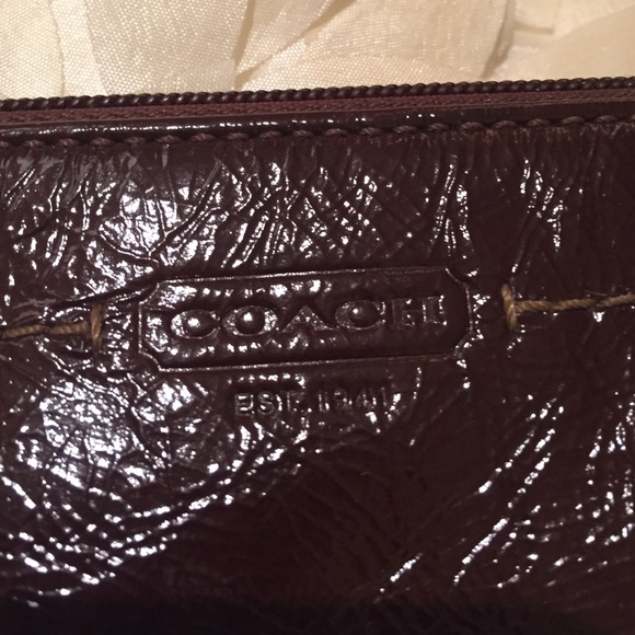 Coach brown patent leather coach wristlet - Picture 2 of 3