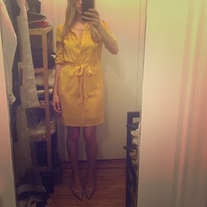 Mustard yellow silk dress by Banana Republic