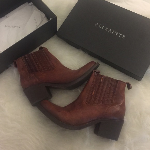 NEVER WORN All Saints Bonny Valley Boots in Cognac