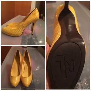 Ralph Lauren yellow Python heels