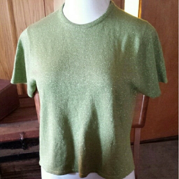 VIntage green-gold tinsel knit top - Picture 2 of 3
