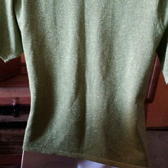 VIntage green-gold tinsel knit top - Picture 3 of 3