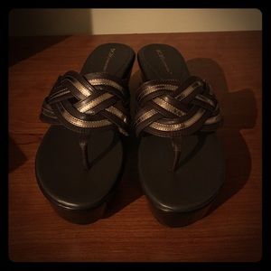 Brown and gold sandals