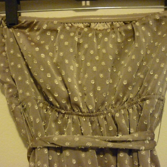 EXPRESS Chiffon dot/print Strapless dress - Picture 4 of 4