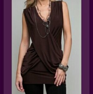 Chocolate criss-cross tunic top