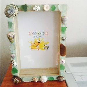 frame decorated w/ real shells and sea glass