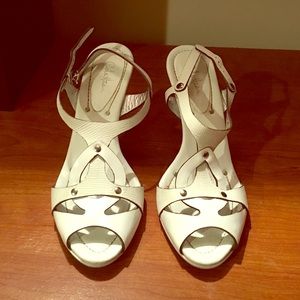 White leather heels