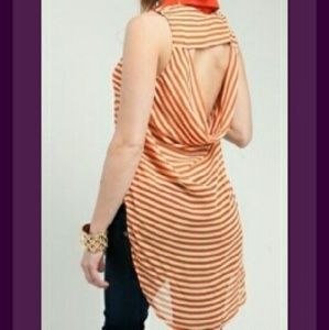 Rust Spotted Stud Tail back striped shirt