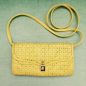 Yellow Laser Cut Convertible Clutch Crossbody Bag