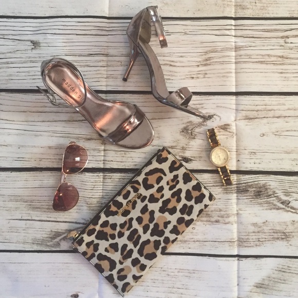 Madden Girl Shoes - Pewter Heels with Ankle Strap