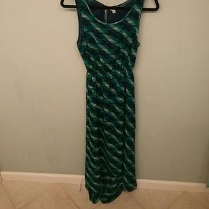 Blue & green hi-low maxi dress