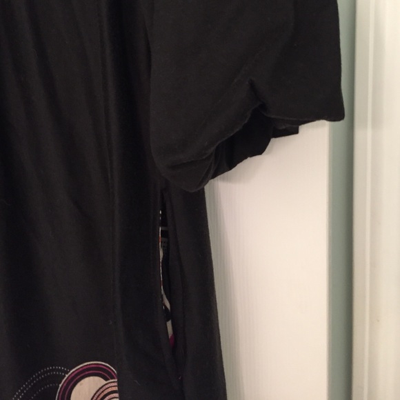 Black bubble sleeve cotton printed dress - Picture 4 of 4