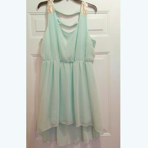 Pale blue dress with gold sequins