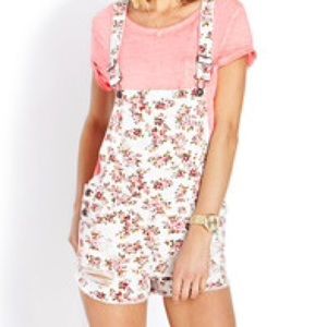 Floral Denim Overalls