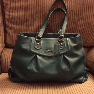 Large dark green Coach purse