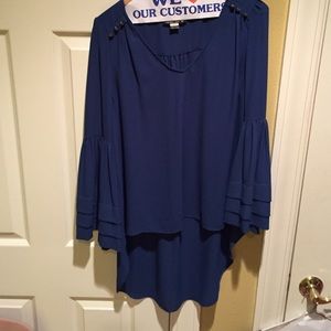 High Low Bell Sleeve Blouse