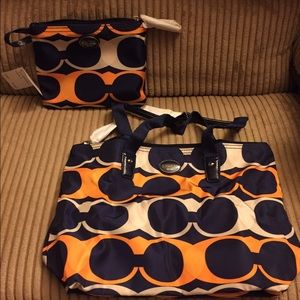 Brand new multi colored small Coach tote!