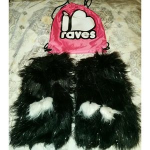 Black glitter heart fluffies! Rave or festival