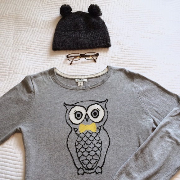 Old Navy Sweaters - Bow Tie Owl Intarsia Sweater