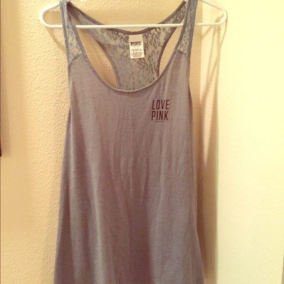 VS Pink grey lace racerback tank top