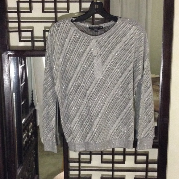 Women's CUSP silver sequin sweater XS/S or M/L
