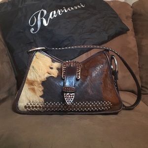 Raviani Cowhide and Crystal Handbag