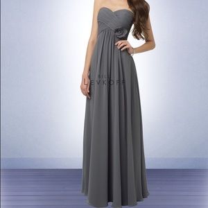 Bill Levkoff chiffon floor length gown in PEWTER