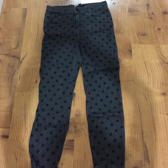 Black denim pocket dot jeans
