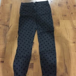 Black denim pocket dot jeans