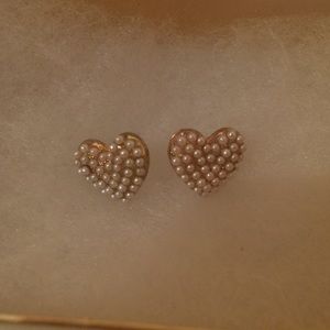 Heart Shaped pearl studded earrings