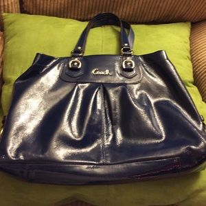 Beautiful dark blue leather Coach purse!
