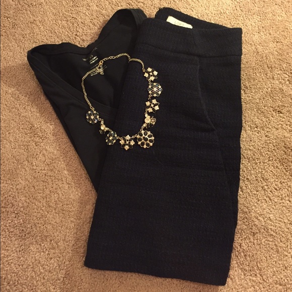 Navy and Black Tweed Loft Skirt