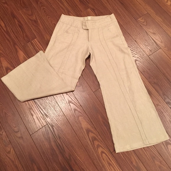 Anthropologie Linen Flare & High Waist Pants