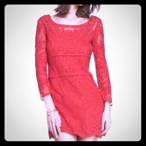 Express Baroque Lace red dress