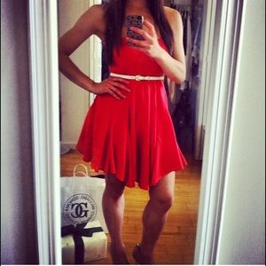 Sweetheart flowy tangerine dress