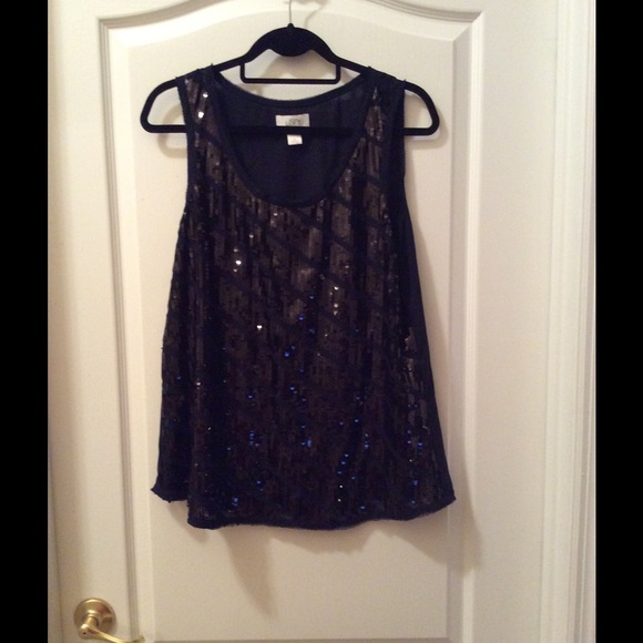 Blue and Black Sequin tank