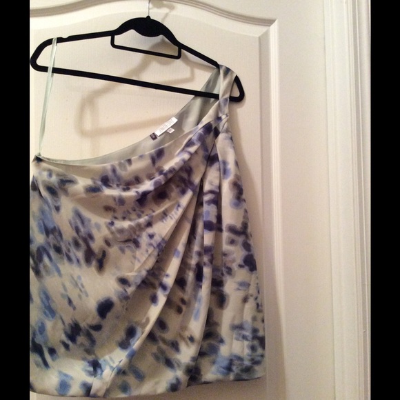 One shoulder blue top