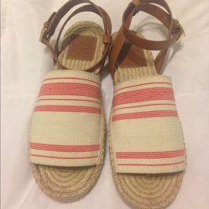 Tory Burch Striped Elastic Strap Espadrilles