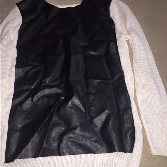 Knit back/ Leather front Blouse - Picture 1 of 3