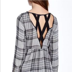 NWOT Free People Strappy Tunic Dress plaid
