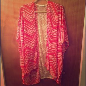 Lush "Lace Inset Woven Kimono"