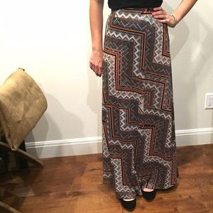 Printed knit boho Maxi skirt